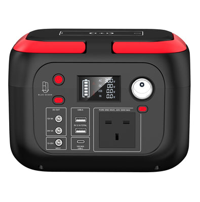Blue Ocean 296Wh Portable Power Station, 300W / 80000 mAh Solar Generator with 220V AC Outlet, 8-Port Battery Backup Power Supply, LED Light, Compact Power Bank for Camping, outdoor Travel & Emergency