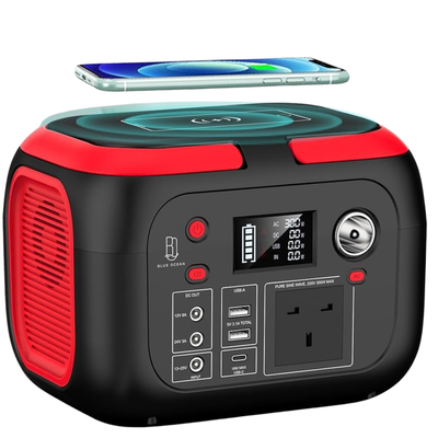 Blue Ocean 296Wh Portable Power Station – 300W Solar Generator with 220V AC Outlet for Camping & Emergency Backup