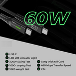 PowerFlow USB-C 60W PD Cable